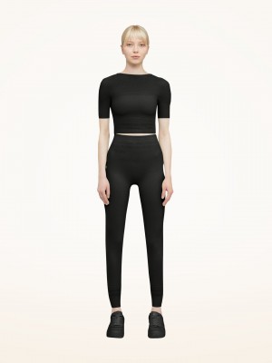 Black Wolford Net Lines Leggings | 6047WEFUZ