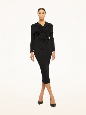 Black Wolford The Wrap Wool Cardigan | 1045OQUCW