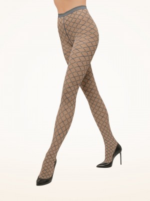 Soft Pewter Wolford Monogram Tights | 4137GHLBV