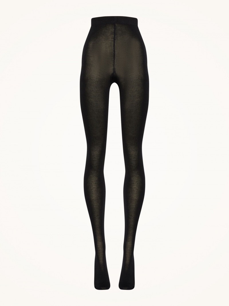 Black Wolford Cashmere/Silk Tights | 3174LHPXY