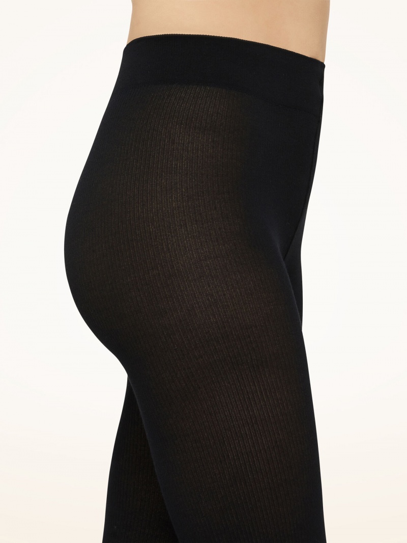 Black Wolford Mary Cotton Rib Tights | 4275PCWFY