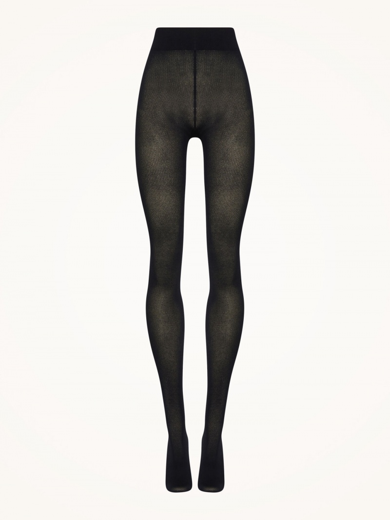 Black Wolford Mary Cotton Rib Tights | 4275PCWFY