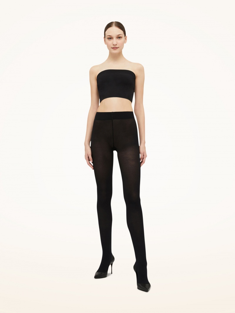 Black Wolford Mary Cotton Rib Tights | 4275PCWFY