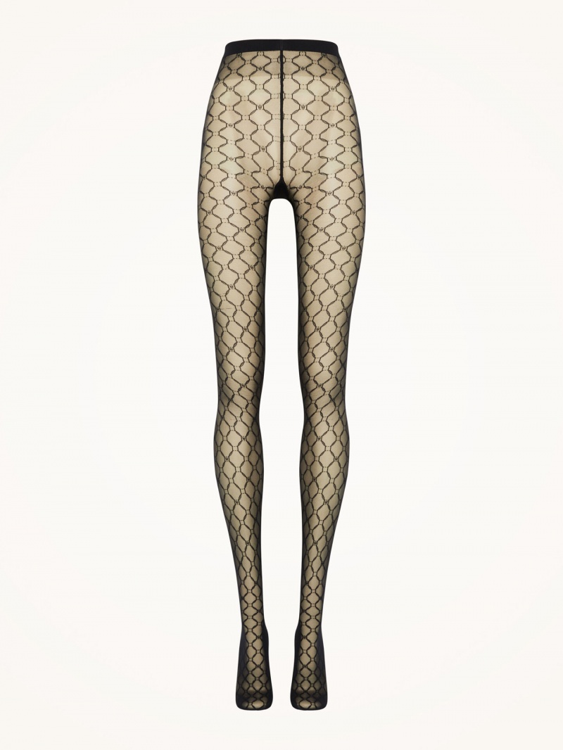 Black Wolford Monogram Tights | 3258VLSTH