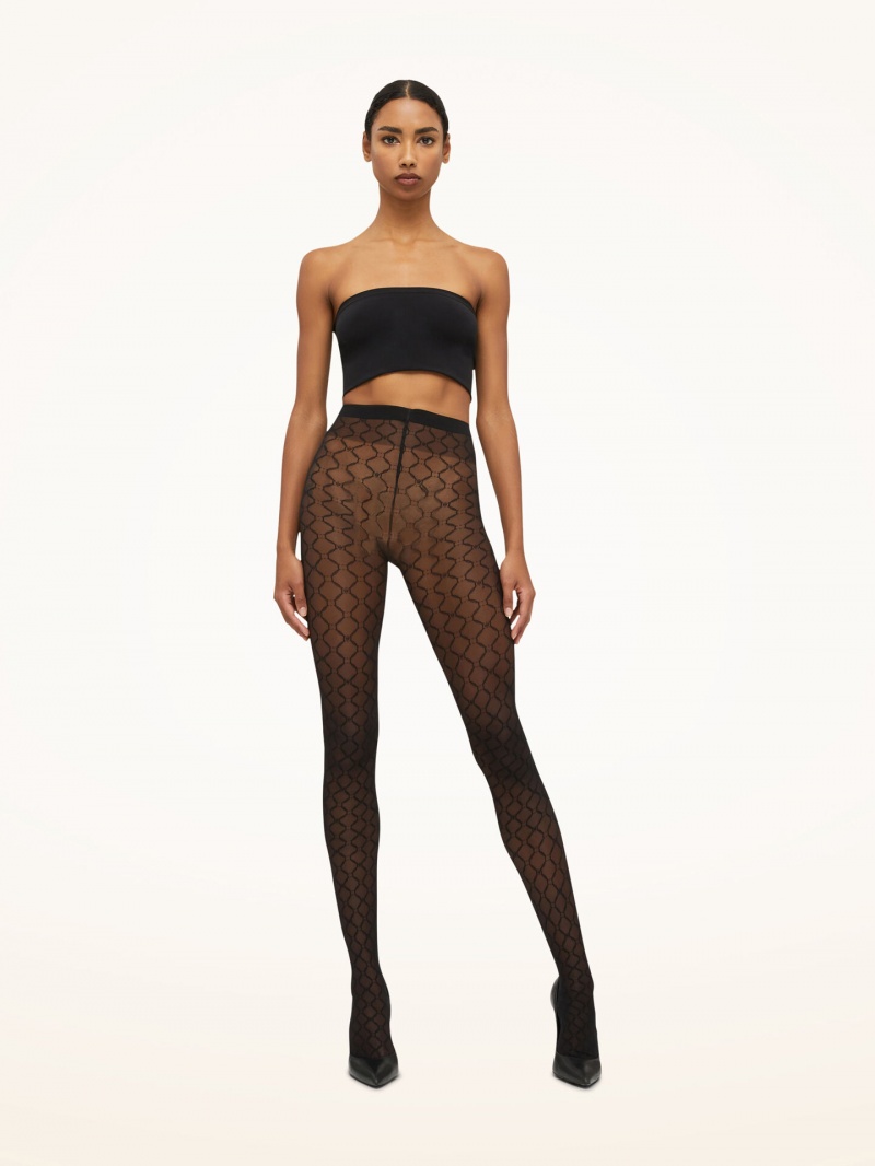 Black Wolford Monogram Tights | 3258VLSTH