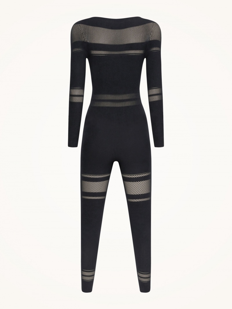 Black Wolford Net Lines Jumpsuit | 4698LUOBN