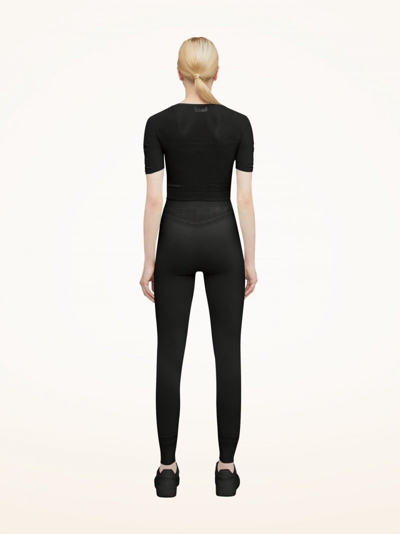 Black Wolford Net Lines Leggings | 6047WEFUZ