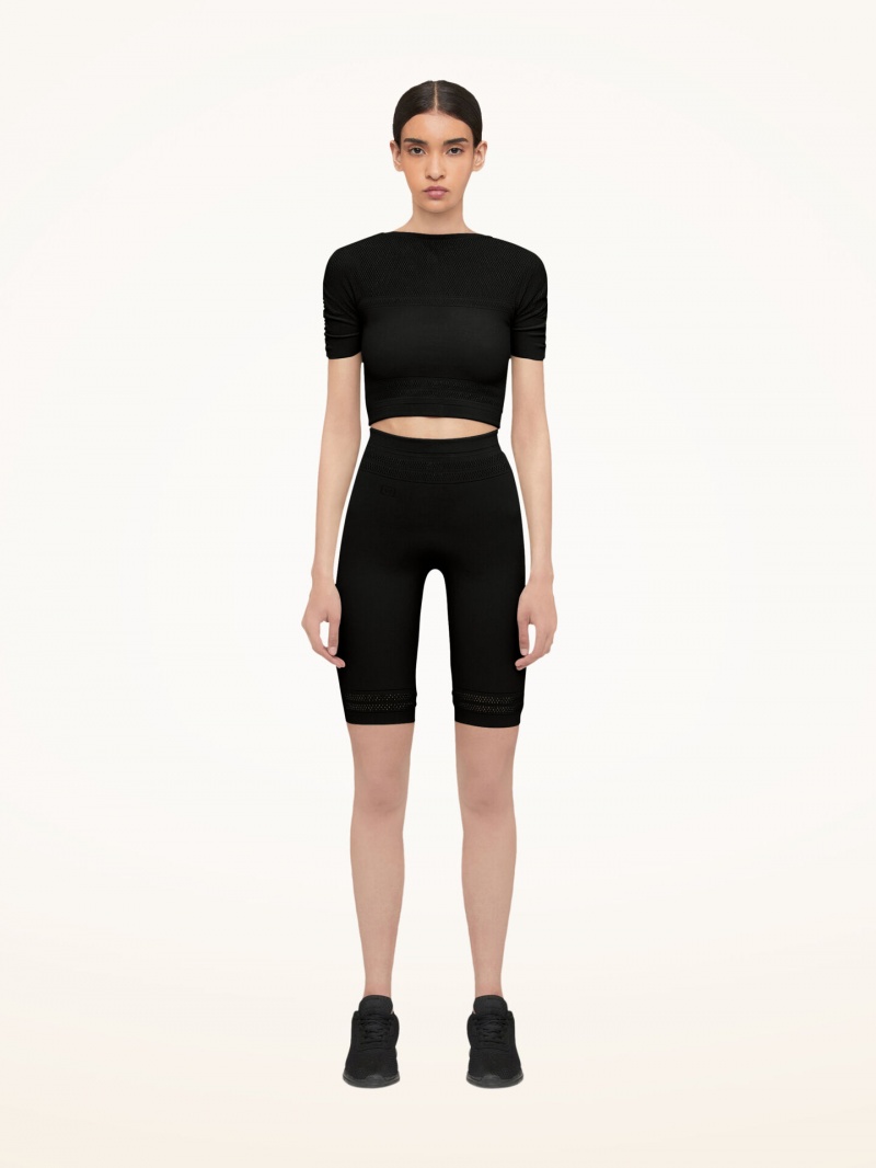 Black Wolford Net Lines Top Short Sleeves | 5276QCYHA