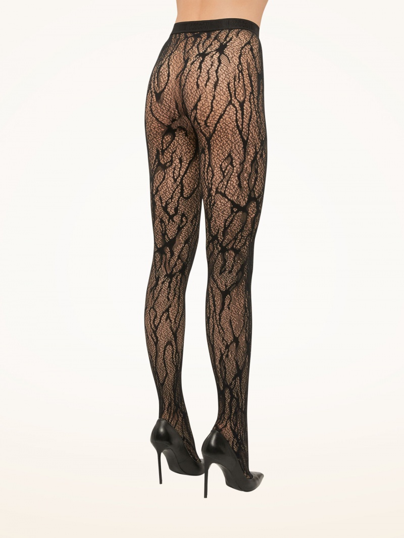 Black Wolford Snake Lace Tights | 9014VTYUS