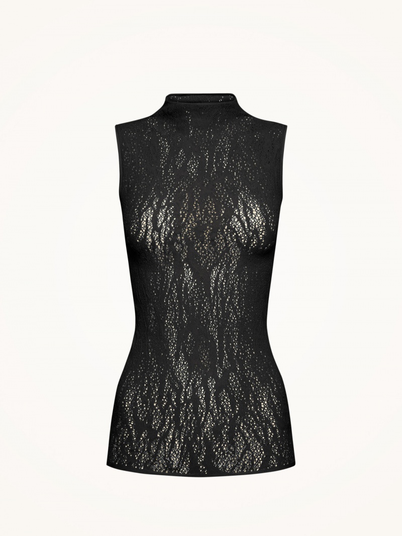 Black Wolford Snake Lace Top Sleeveless | 7108FEZOB