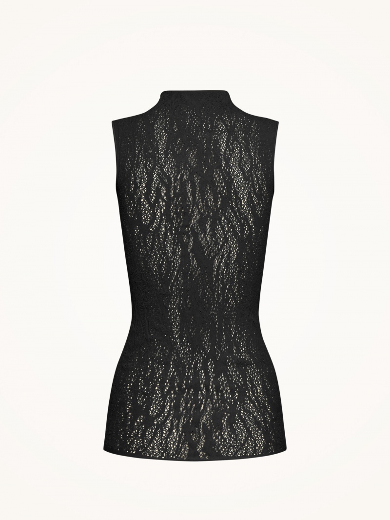 Black Wolford Snake Lace Top Sleeveless | 7108FEZOB