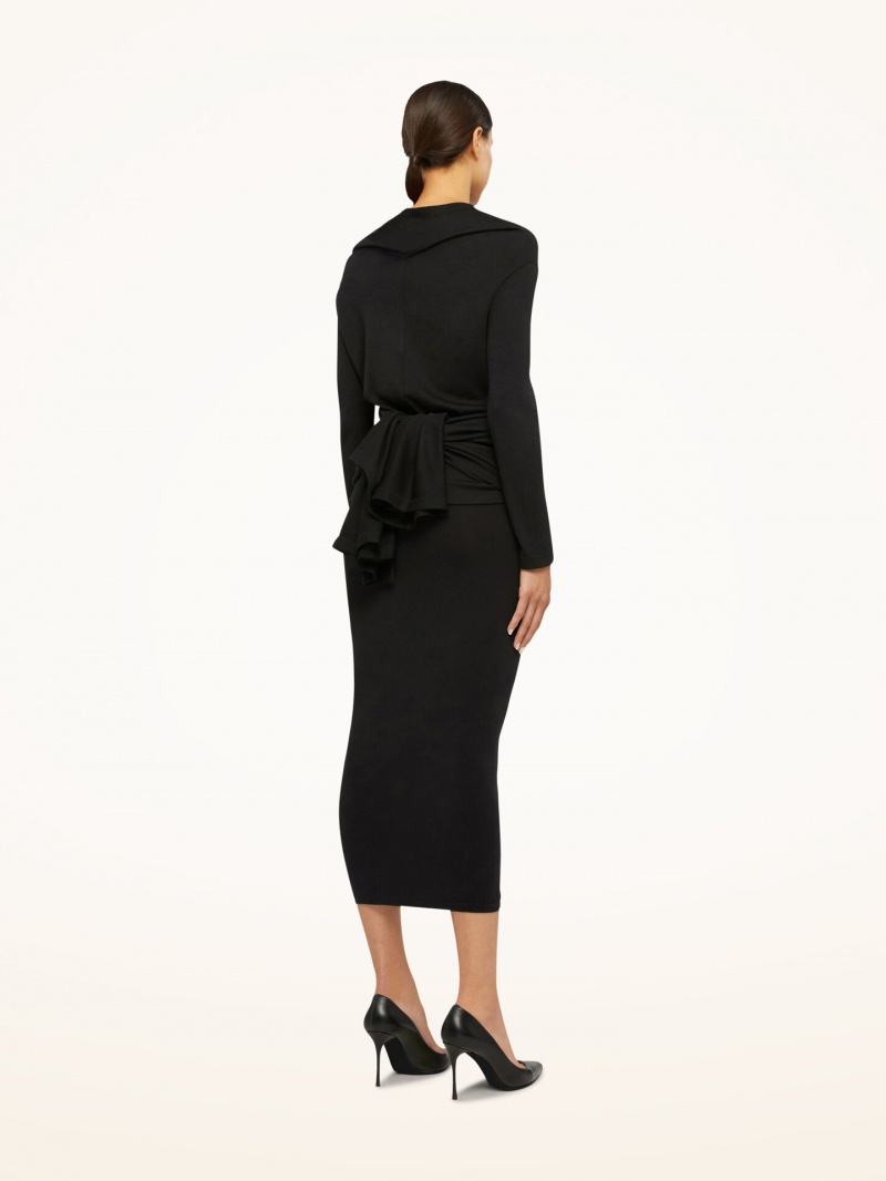 Black Wolford The Wrap Wool Cardigan | 1045OQUCW