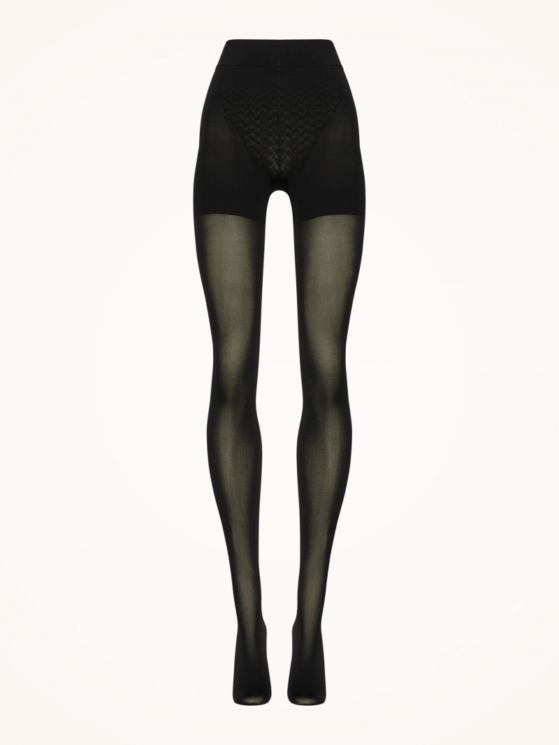 Black Wolford Tummy 66 Control Top Tights | 9758GTPVO