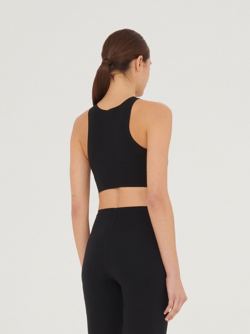 Black Wolford W-Bonded Crop Top | 0714MWGOU