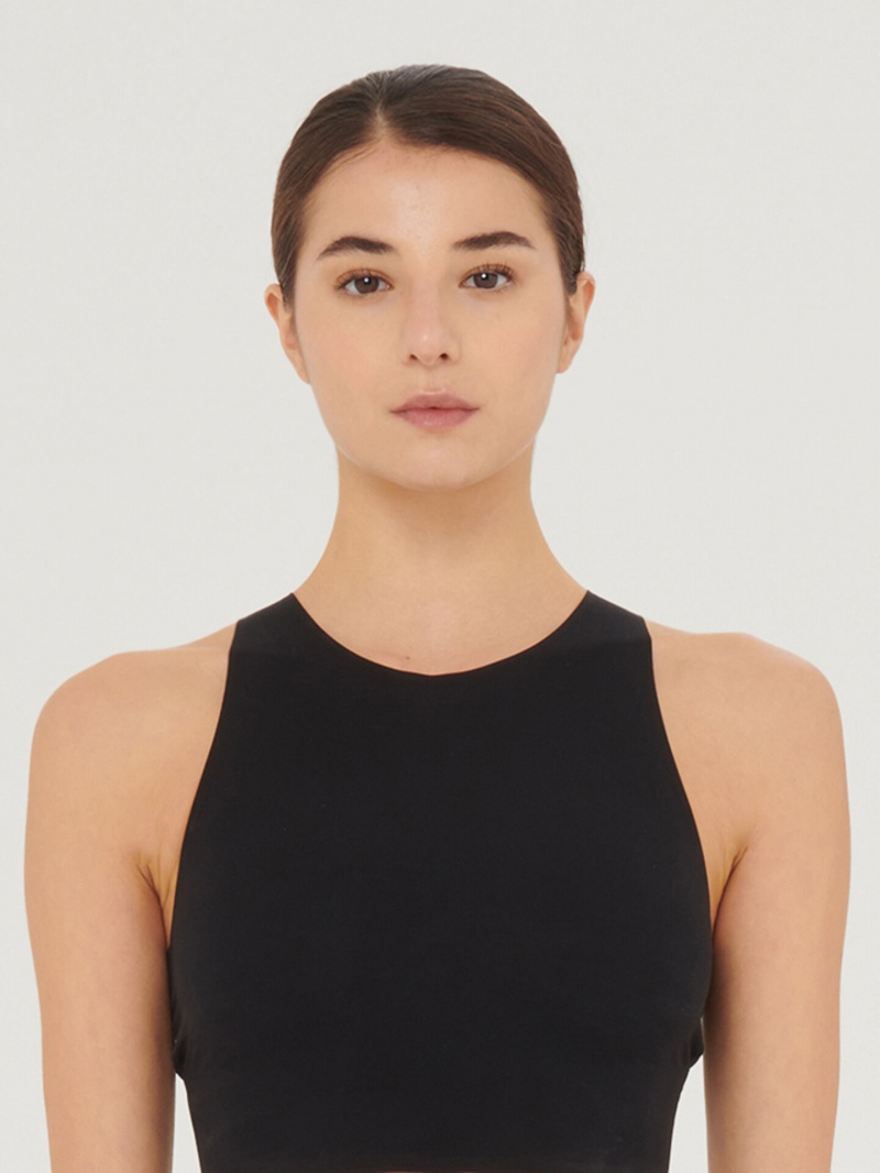 Black Wolford W-Bonded Crop Top | 0714MWGOU