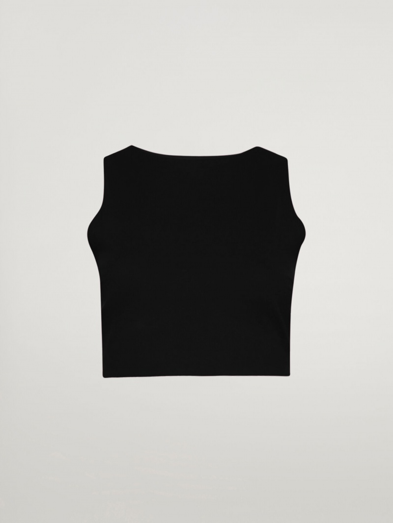 Black Wolford W-Bonded Crop Top | 0714MWGOU