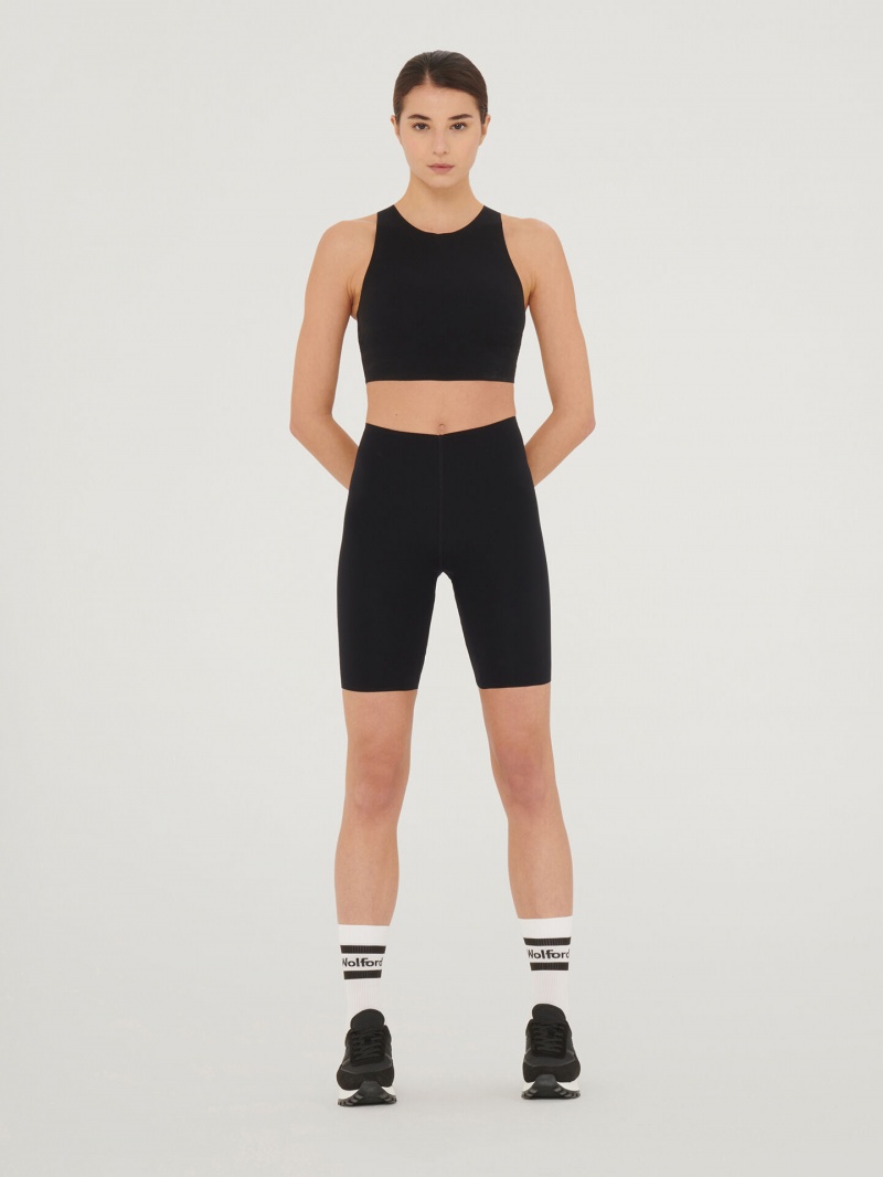 Black Wolford W-Bonded Crop Top | 0714MWGOU