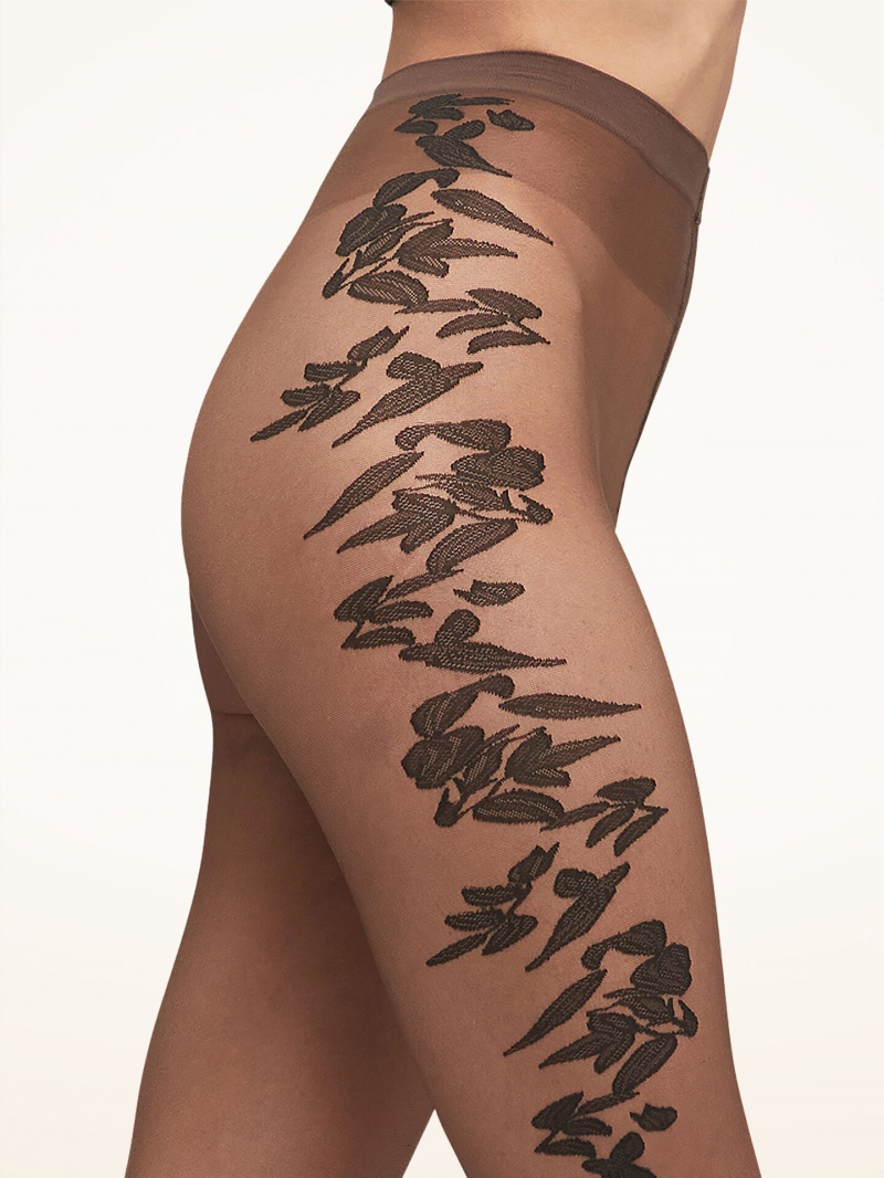 Fairly Light/Black Wolford Flower Tights | 9104BERZC