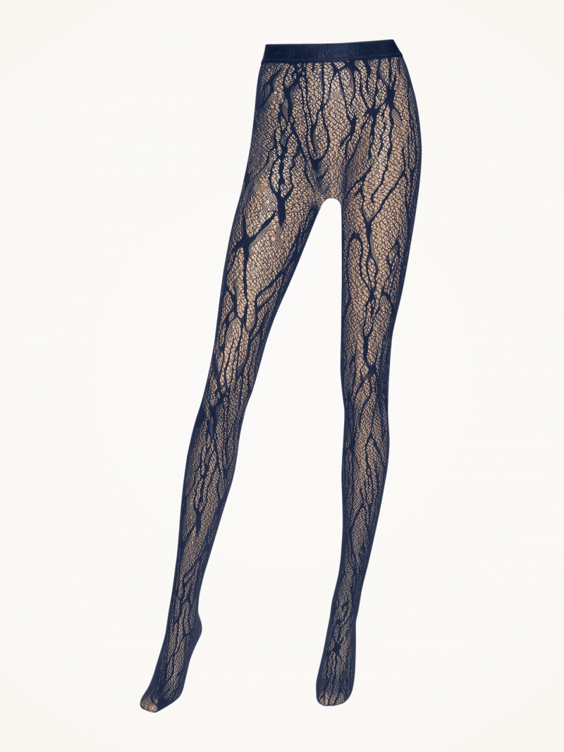 Navy Wolford Snake Lace Tights | 4896ZLKHQ